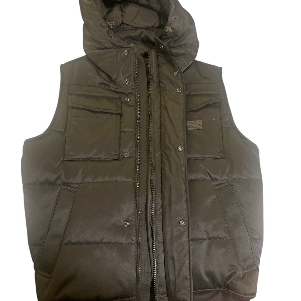 G-Star Black Quilted Puffer Vest with High Collar